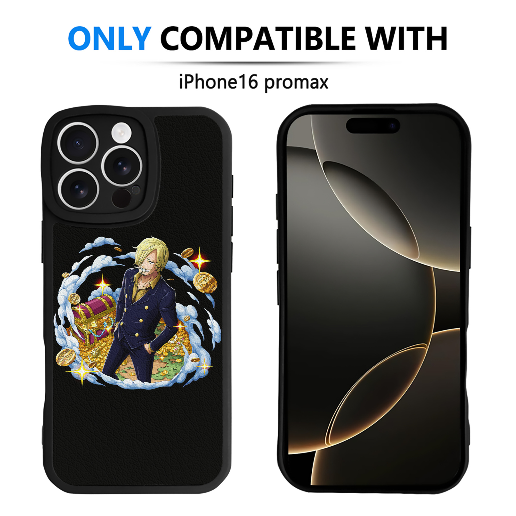 （画像用） ワンピース サンジ ONE PIECE Sanji 【iPhone 16シリーズ対応】シリコンスマホケース（レザー調） 材質：シリコン